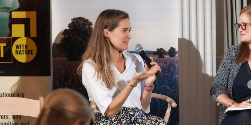 Raphaëlle Archambeaud, Chief Sustainability Officer, speaking at the NatureHub Event